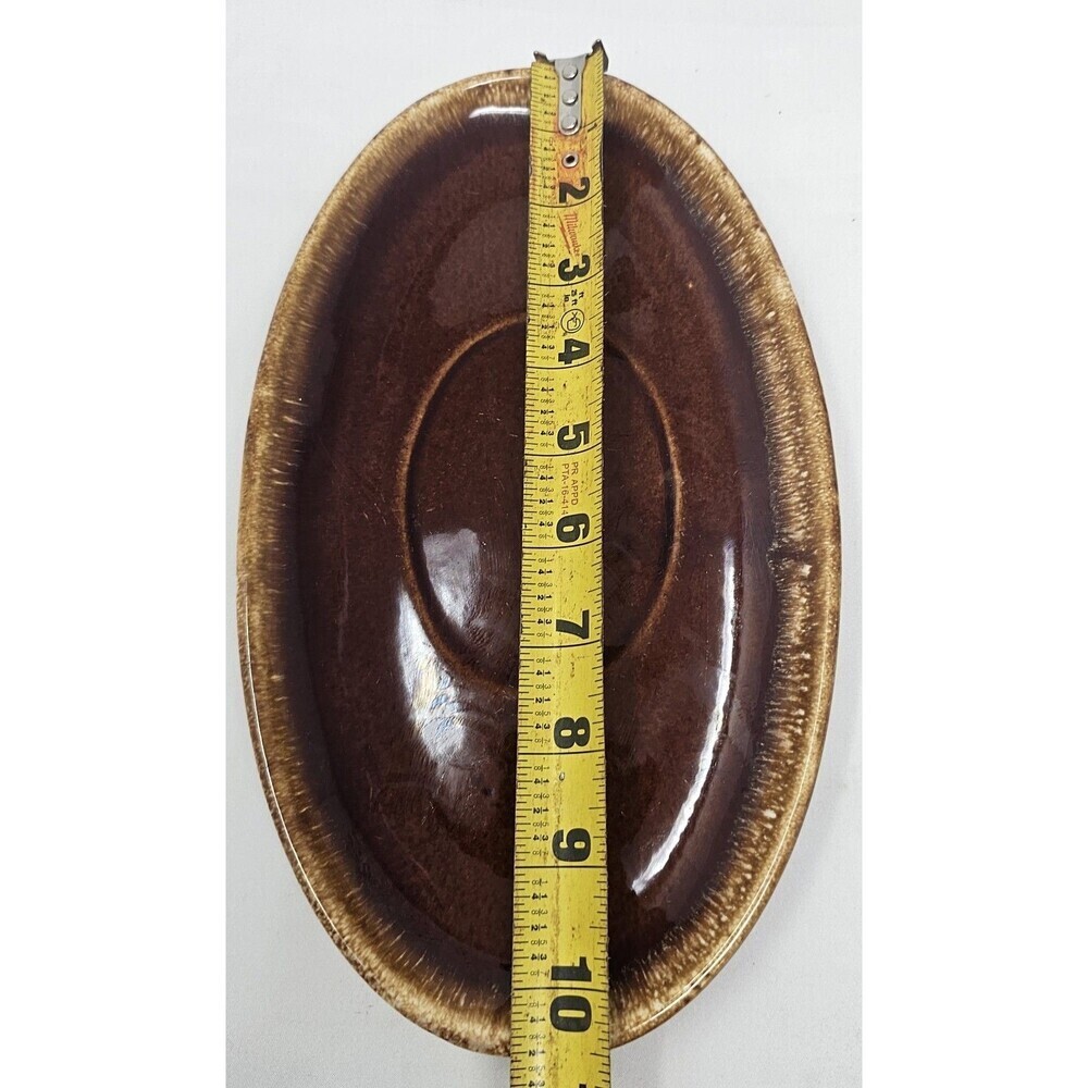 Vtg Hull Pottery Brown Gravy Boat Drip Serving Plate USA Oven Proof Replacement - Picture 6 of 8